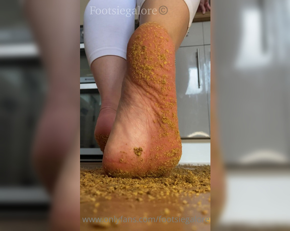 Footsiegalore aka Footsiegalore OnlyFans - Smashing Sunday! It was biscuitscookies that I smashed to pieces! Do you like my crumb covered soles