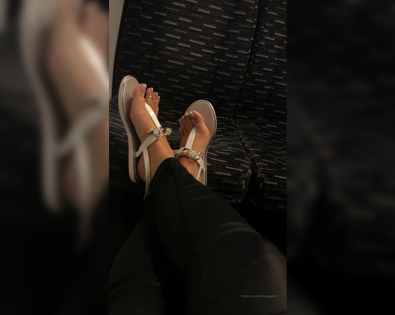 Footsiegalore aka Footsiegalore OnlyFans - Train shoe play, how would you feel being opposite me and I could dangle these tired tootsies in you