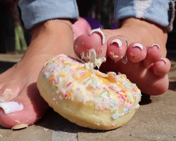 Footsiegalore aka Footsiegalore OnlyFans - Smashing some doughnuts just because nothing is allowed to be tastier than these feet