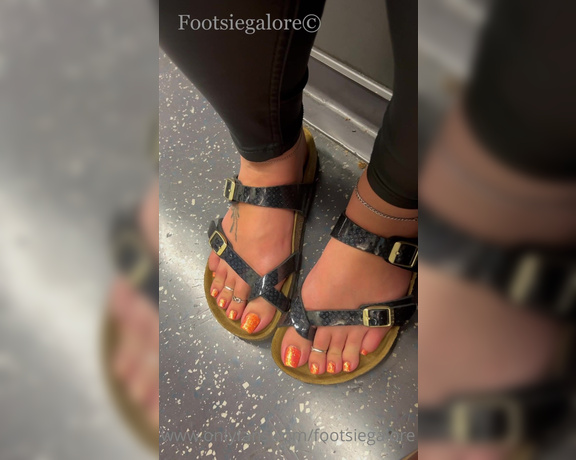 Footsiegalore aka Footsiegalore OnlyFans - Sweaty Saturday stuck on a boiling hot tube train and my Birks are soaking up all the sweat drippi