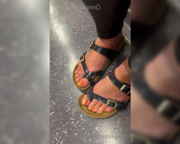 Footsiegalore aka Footsiegalore OnlyFans - Sweaty Saturday stuck on a boiling hot tube train and my Birks are soaking up all the sweat drippi