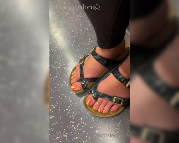 Footsiegalore aka Footsiegalore OnlyFans - Sweaty Saturday stuck on a boiling hot tube train and my Birks are soaking up all the sweat drippi
