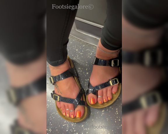 Footsiegalore aka Footsiegalore OnlyFans - Sweaty Saturday stuck on a boiling hot tube train and my Birks are soaking up all the sweat drippi