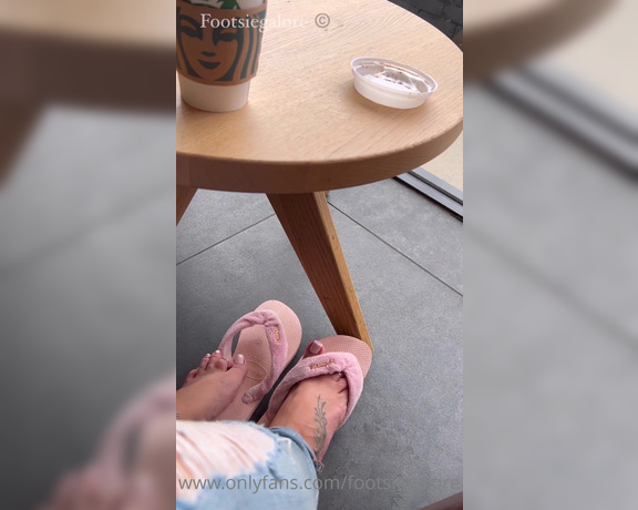 Footsiegalore aka Footsiegalore OnlyFans - Coffee shop Flip flop Friday! Watch my feet while I eat my breakfast and grab a coffee to get me goi