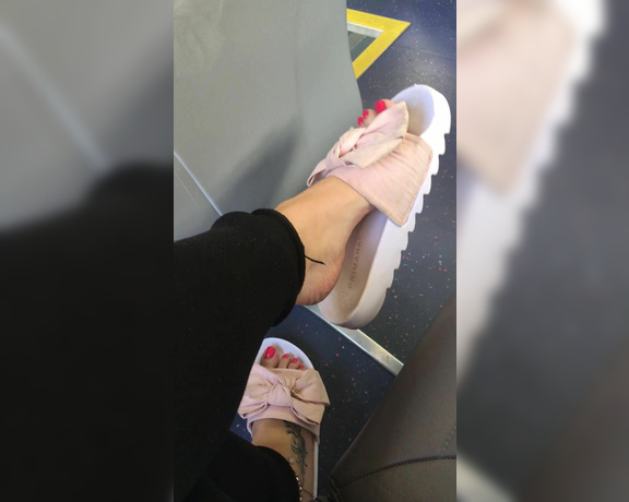 Footsiegalore aka Footsiegalore OnlyFans - Only fans exclusive ! 5 min video of me dangling my footwear on the bus!! I had a few funny looks