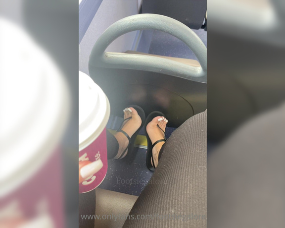 Footsiegalore aka Footsiegalore OnlyFans - Pre lockdown bus tease white toes, t strap sandals and a coffee Why do I love to see people star