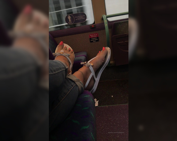 Footsiegalore aka Footsiegalore OnlyFans - Feet up on the bus after I got back to the uk, imagine sitting behind me and seeing my feet dangling