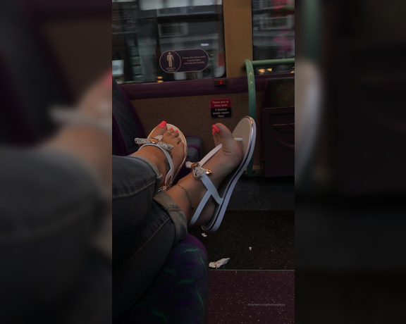 Footsiegalore aka Footsiegalore OnlyFans - Feet up on the bus after I got back to the uk, imagine sitting behind me and seeing my feet dangling