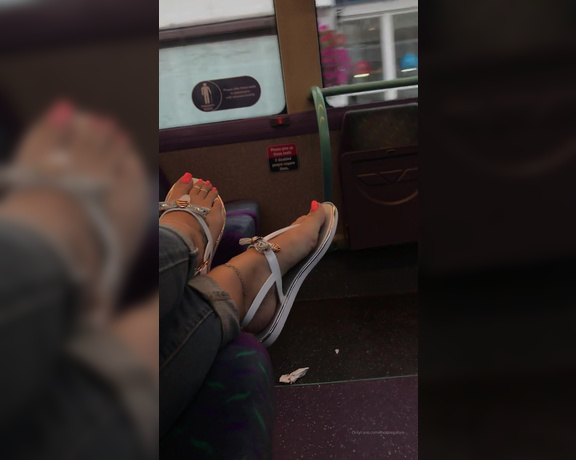 Footsiegalore aka Footsiegalore OnlyFans - Feet up on the bus after I got back to the uk, imagine sitting behind me and seeing my feet dangling