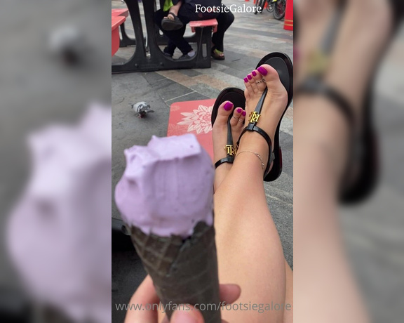 Footsiegalore aka Footsiegalore OnlyFans - China town chill kinda vibes, would you join me for ice cream if you spotted me sitting with my feet