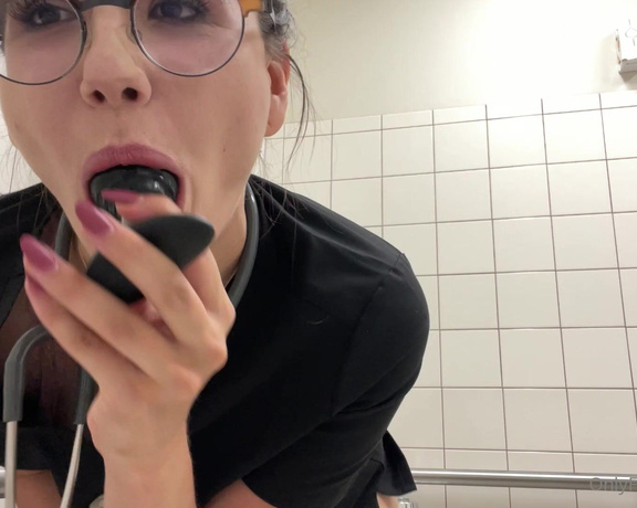 Lilly aka Lillyvig OnlyFans - I brought my massive buttplug to work and decided to use it on break Full video I’m horny today &