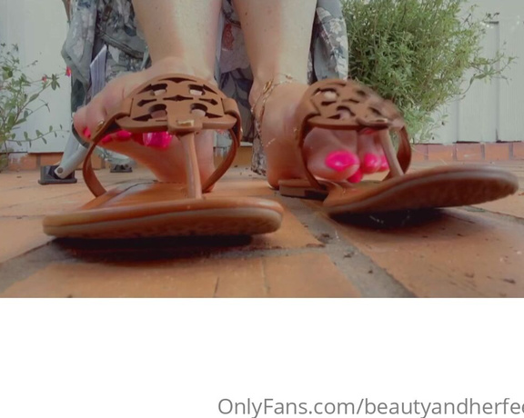 Beautyandherfeetz aka Beautyandherfeetz OnlyFans - I absolutely love this pink pedicure and sandals with this dress  just look at those long toes