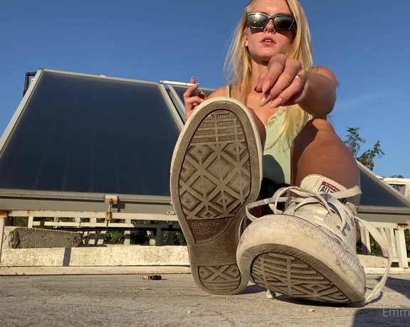 Emmysfeetandsocks aka Emmyfeetandsocks OnlyFans - I’m enjoying my cigarette while you bow down and drool… Oh and CLEAN that MESS UP!