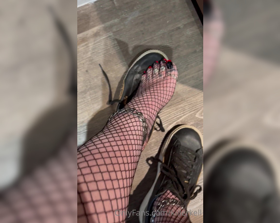 Killersexyfeets aka Killerkell OnlyFans - Fishnet and trainers at work yesterday 1