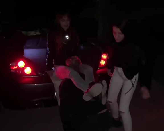 Petite Princess Femdom - Bratty Girls Roughly Public Dominate An Enslaved Guy Outdoor Night