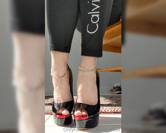 Beauxfeet aka Beauxfeet OnlyFans - So many things I can do with these Black peep toe heels!