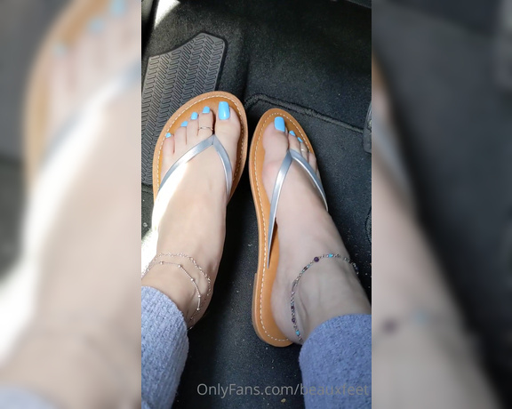 Beauxfeet aka Beauxfeet OnlyFans - Flip flops in the car