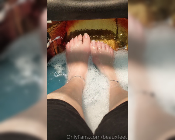 Beauxfeet aka Beauxfeet OnlyFans - The process of my New pedicure Bright blue Actually for the Buffalo Bills for the game tom 4