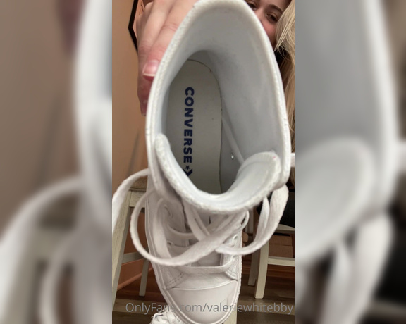 Valerie aka Valeriewhitebby OnlyFans - My loser foot boy loves the taste of my sweaty socks hm ) makes your cock so hard doesn’t