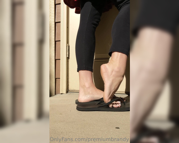Brandy Elliott aka Premiumbrandy OnlyFans - Flip Flop Shoe Play with French Tip Toes Outside in my black flip flops playing with them Slapping
