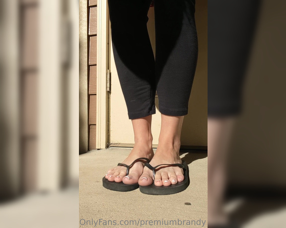 Brandy Elliott aka Premiumbrandy OnlyFans - Flip Flop Shoe Play with French Tip Toes Outside in my black flip flops playing with them Slapping