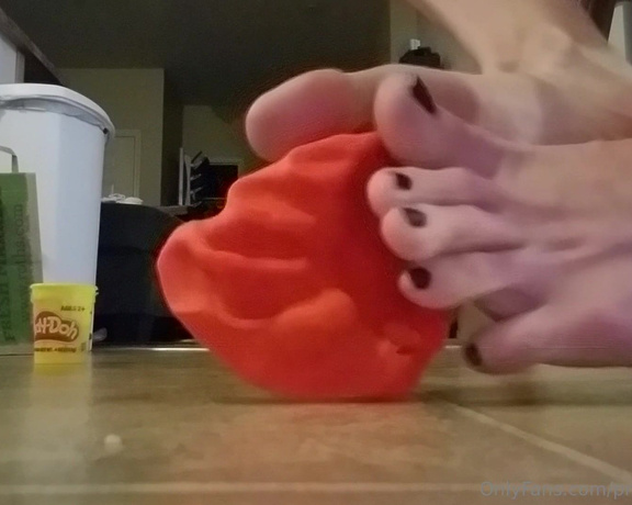 Brandy Elliott aka Premiumbrandy OnlyFans - Playdough Play Nice and simple squishing playdough with my feet Rolling it around and having some