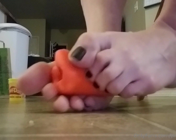 Brandy Elliott aka Premiumbrandy OnlyFans - Playdough Play Nice and simple squishing playdough with my feet Rolling it around and having some