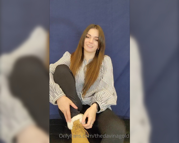 Davina aka Thedavinagold OnlyFans - Enjoy my sweaty boot and sock removal! I accidently deleted this from reddit but its too good