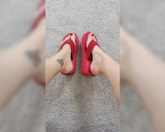 MyPrettyFeet8 aka Myprettyfeet8 OnlyFans - A little top view wedge flip flop tease