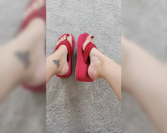 MyPrettyFeet8 aka Myprettyfeet8 OnlyFans - A little top view wedge flip flop tease