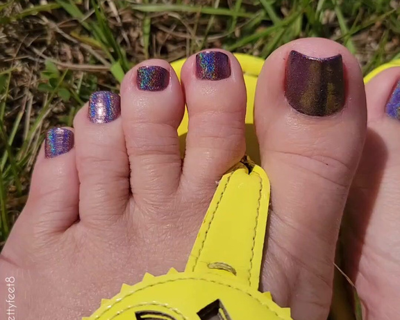 MyPrettyFeet8 aka Myprettyfeet8 OnlyFans - A little wiggle with my holographic nails in the sunshine