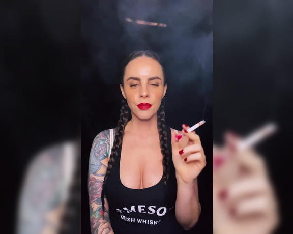 ManyVids - Dani Lynn - Smoking with Braids and Red Lipstick