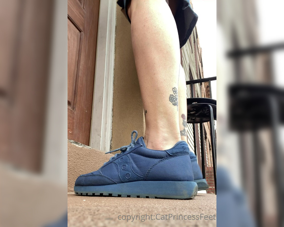 CatPrincess aka Catprincessfeet OnlyFans - Barefoot in sneakers watch as i slip out of my old shoes and stretch my sexy mature feet 2