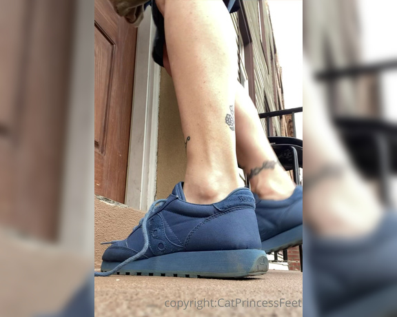 CatPrincess aka Catprincessfeet OnlyFans - Barefoot in sneakers watch as i slip out of my old shoes and stretch my sexy mature feet 2