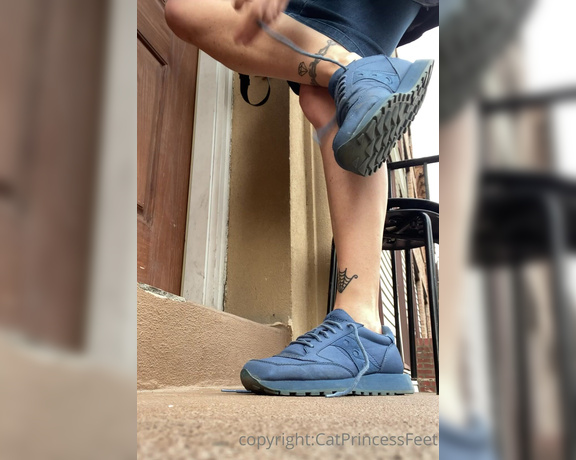 CatPrincess aka Catprincessfeet OnlyFans - Barefoot in sneakers watch as i slip out of my old shoes and stretch my sexy mature feet 2