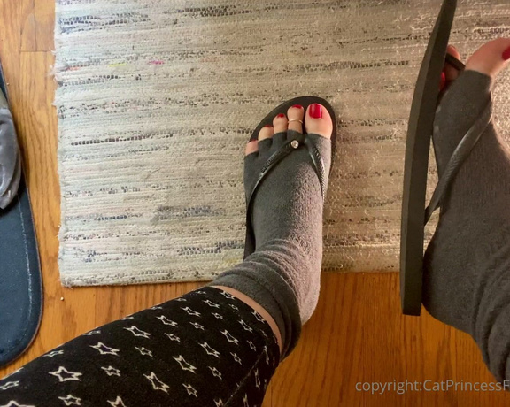 CatPrincess aka Catprincessfeet OnlyFans - Flip flop dangle with Toeless yoga socks 1