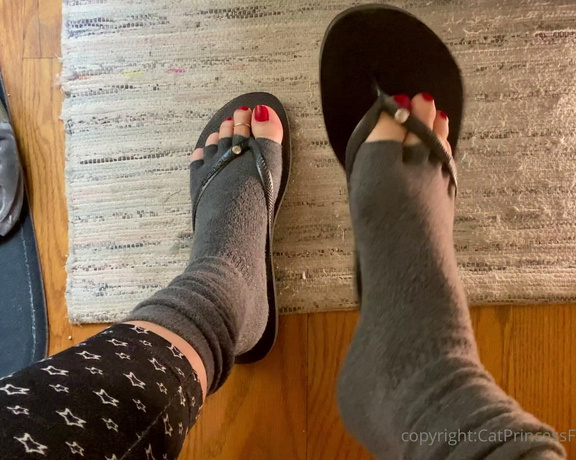 CatPrincess aka Catprincessfeet OnlyFans - Flip flop dangle with Toeless yoga socks 1