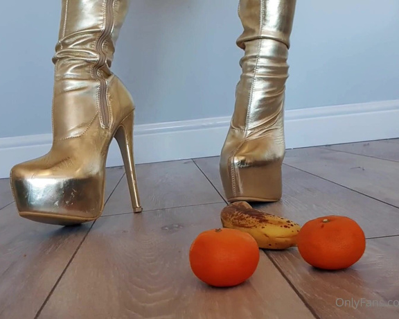 Miss Evie Lock aka Missevielock OnlyFans - These gold boots could do some much damage to your pathetic