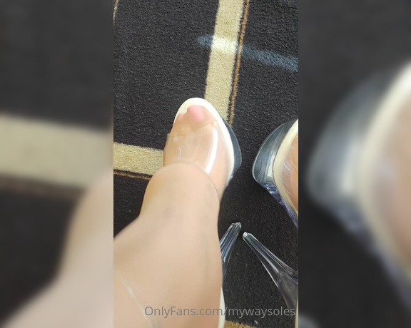 AB aka Mywaysoles OnlyFans - Nylons, Clear heels and pink polish!