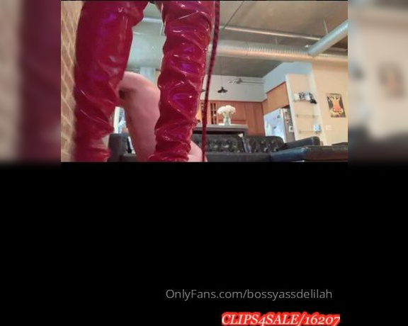 Bossy Ass Delilah aka Bossyassdelilah OnlyFans - Shiny Red thigh high boots worship and merciless WHIPPN