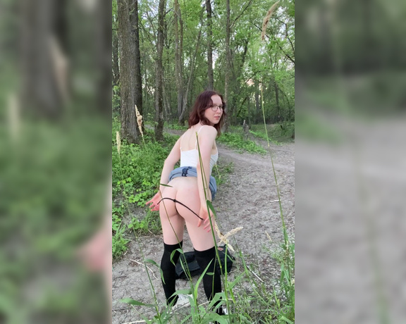 BadDSlayer aka Baddslayer OnlyFans - Trying to be sneaky and fuck myself on a public forest path after becoming too horny to take it anym