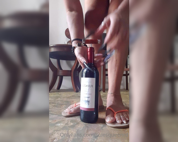 Meryann aka Solesqueenrd OnlyFans - When i see i cant open my wine bottle i think i need a man in my life wine, toes, and flipflop