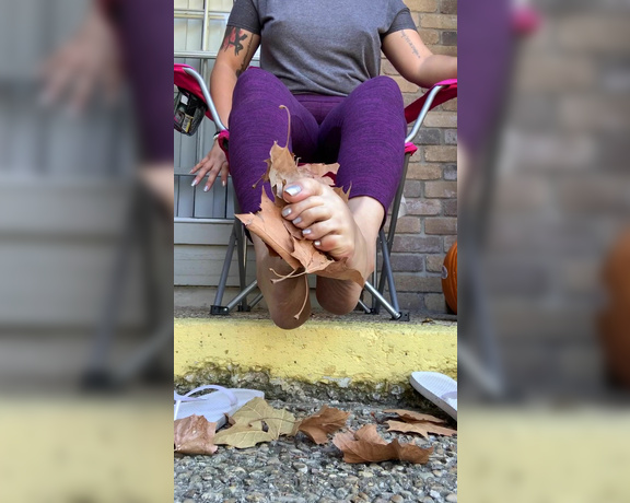 Natasha aka Vibez3 OnlyFans - From your POV the relaxing sound of crushing fall leaves with my bare outside feet