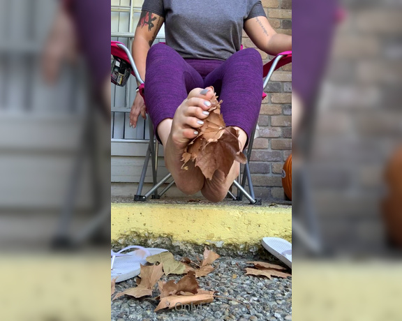 Natasha aka Vibez3 OnlyFans - From your POV the relaxing sound of crushing fall leaves with my bare outside feet