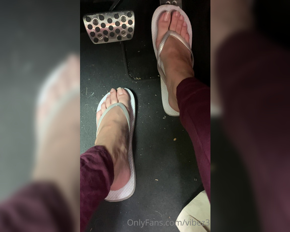 Natasha aka Vibez3 OnlyFans - Pumping pedals & shoe play in my flimsy flip flops and naked toes Keep scrolling for the clip 2 1 4