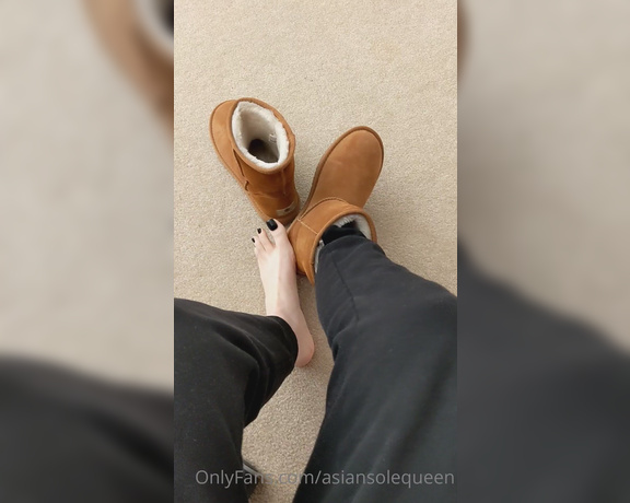 Asian Sole Queen aka Asiansolequeen OnlyFans - How badly do you wish you could get a whiff or lick of my slightly sweaty feet out of these boots,