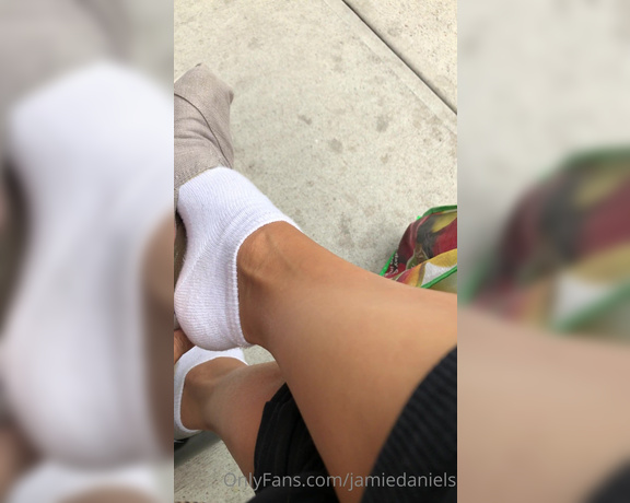 Jamie Daniels aka Jamiedaniels OnlyFans - Here is a little sweaty feet action on the streets while I was waiting for Goddess Dee and Team 17 1