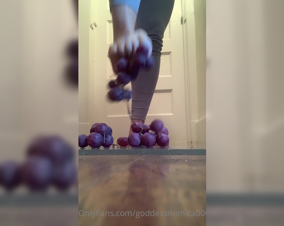 Goddess monica aka Goddessmonica00w OnlyFans - Crushing grapes per your request  I actually enjoyed this  the cold grapes the juice my feet mad