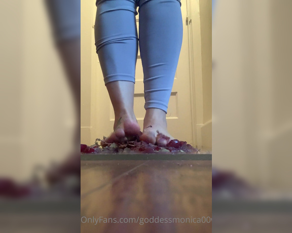 Goddess monica aka Goddessmonica00w OnlyFans - Crushing grapes per your request  I actually enjoyed this  the cold grapes the juice my feet mad