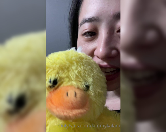 Kimmy Kalani aka Kimmykalani OnlyFans - Happy Friday hehe Dash got a new ducky stuffed animal and he loves it what other toys should I get